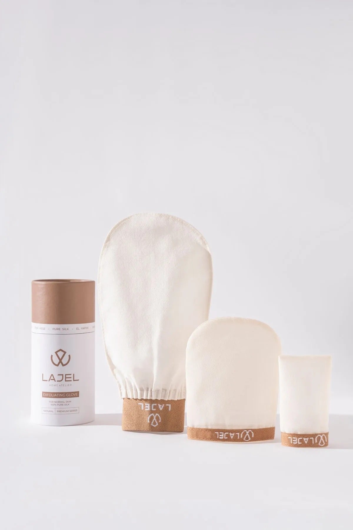 Kreain Naturals x Lajel 3-Piece Silk Bath Mitt Set – Full Body Exfoliation