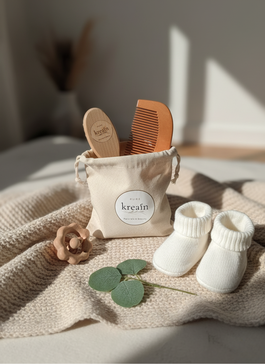 Kreain Naturals Baby Hair Brush & Comb Set – Natural Goat Hair