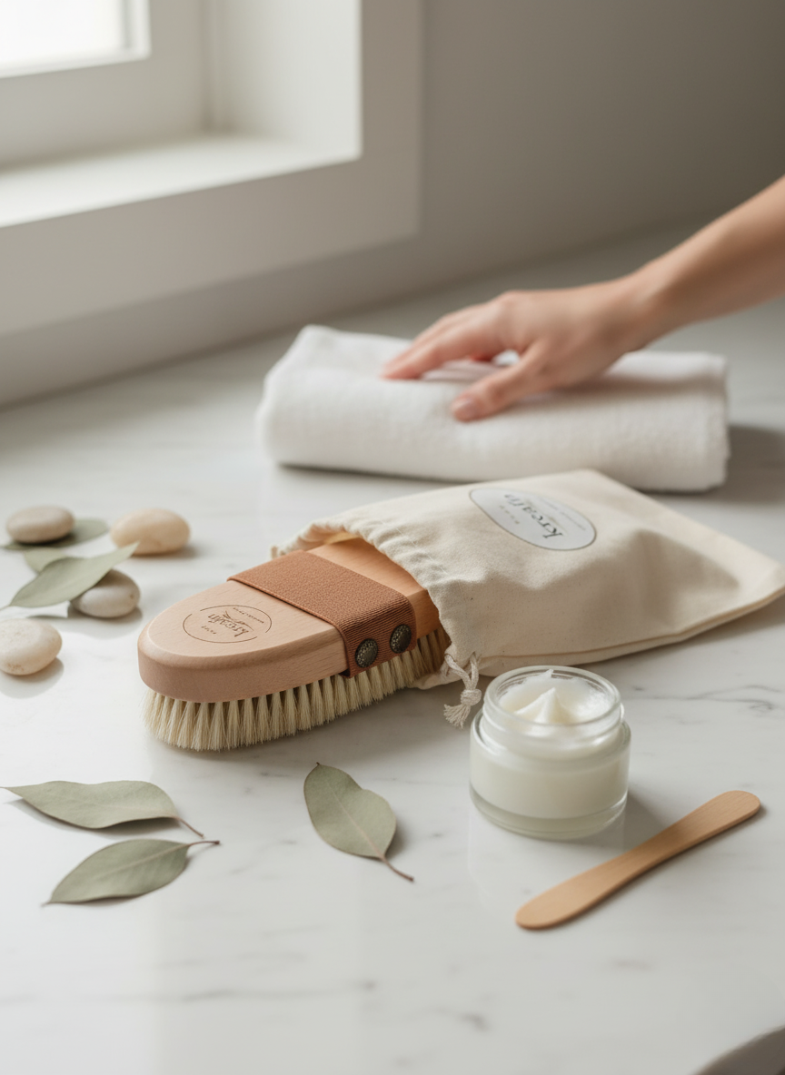 Kreain Naturals Horsehair Body Brush – Natural Exfoliating Massage Brush