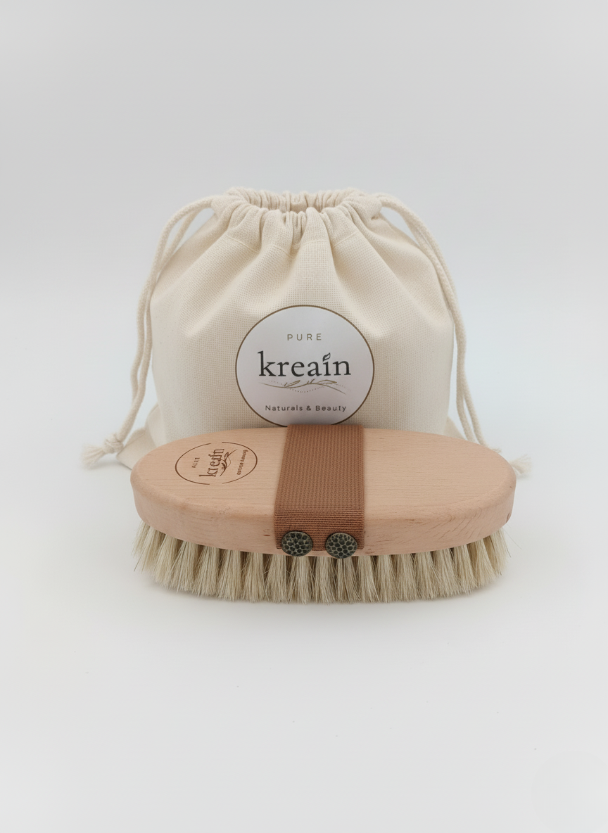 Kreain Naturals Horsehair Body Brush – Natural Exfoliating Massage Brush